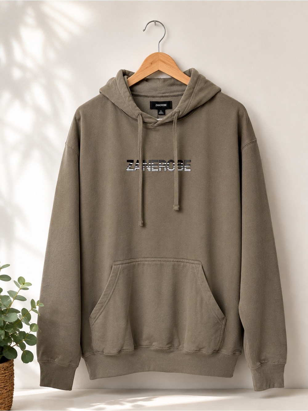 Zanerobe Olive Hoodie with Logo Embroidery